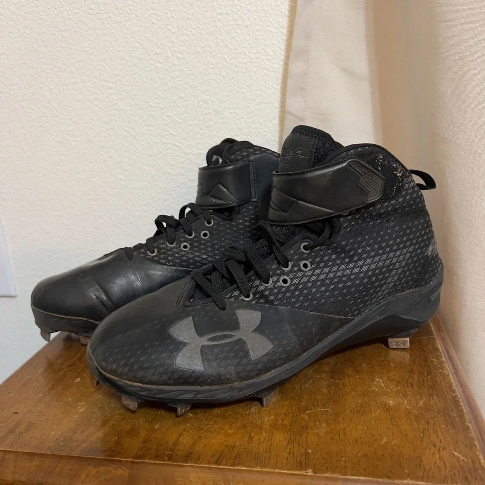 Under Armour Mens Harper One Baseball Soccer Cleats Black Sand‎ Strap Size 8M US